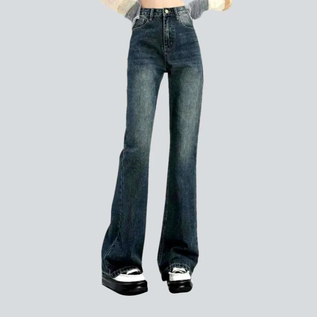 High-waist women's street jeans