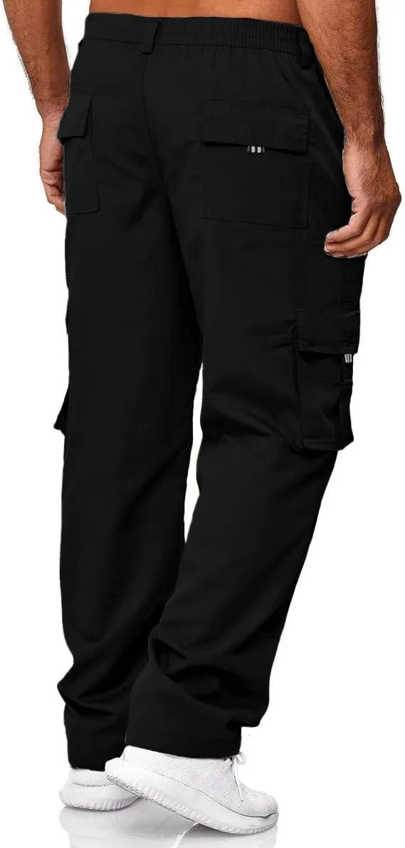HUNGSON Mens Casual Cargo Pants - Sweatpants Joggers Athletic Trouser Cotton Loose Straight Hiking Pants for Men