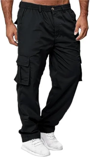 HUNGSON Mens Casual Cargo Pants - Sweatpants Joggers Athletic Trouser Cotton Loose Straight Hiking Pants for Men