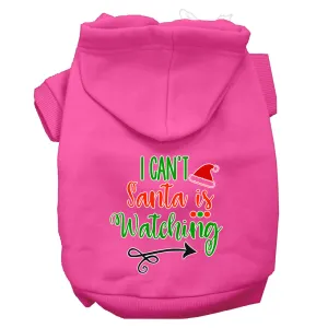 I Can't, Santa Is Watching Screen Print Dog Hoodie Bright Pink M