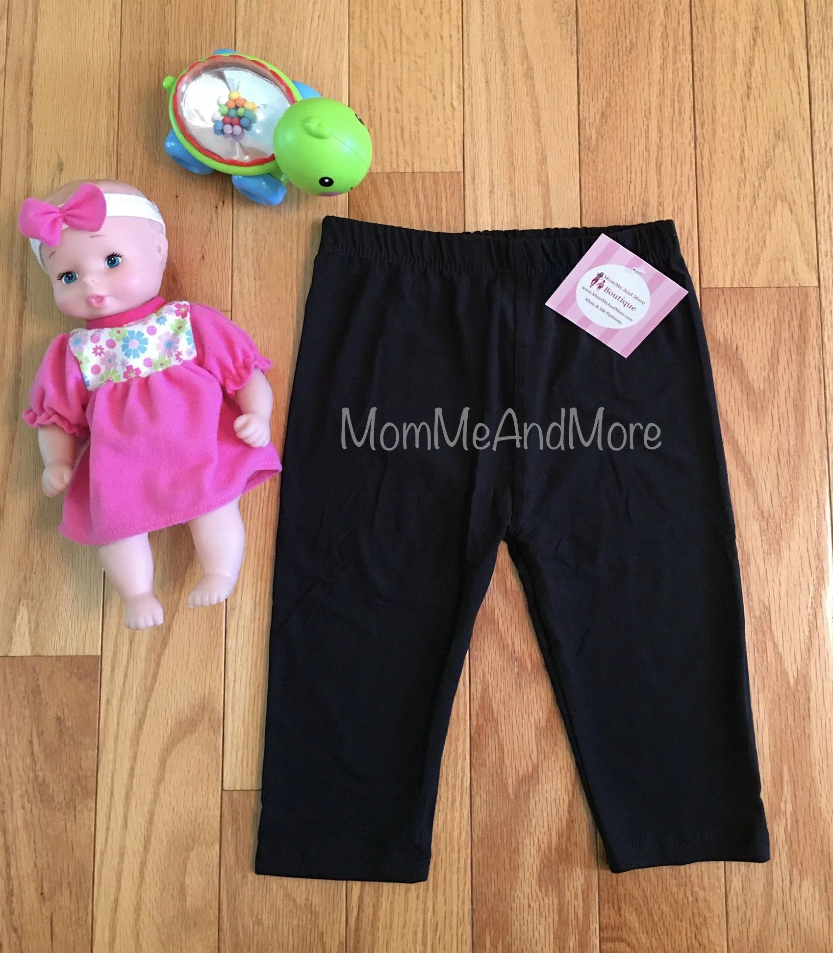 Infant Toddler Black Leggings, Baby Yoga Pants, Size 18-24 Months, No-Roll Waist