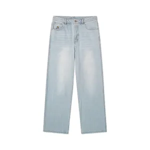 Light Wash Denim Wide Leg Jeans [Blue]