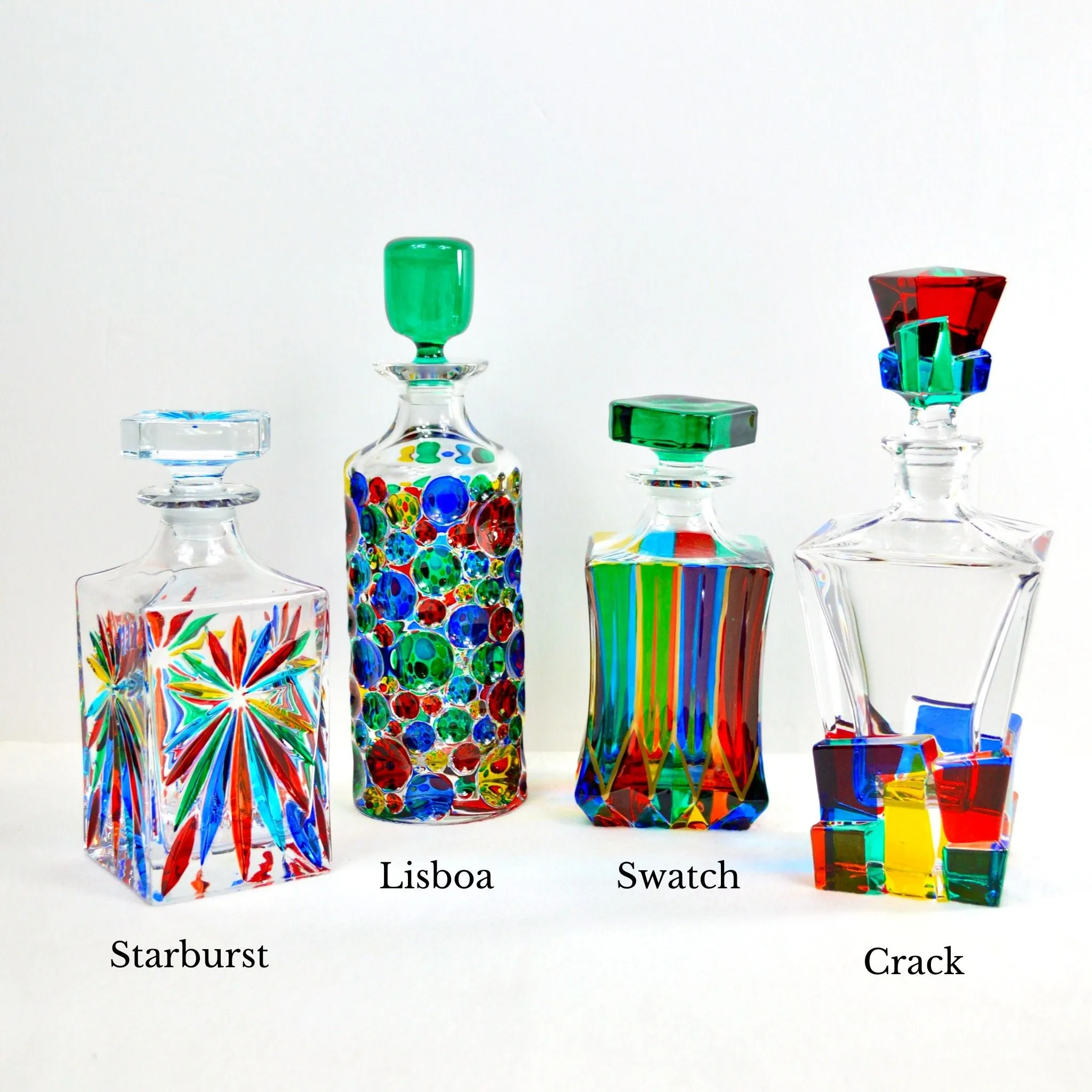 Lisboa Decanter, Hand-Painted Italian Crystal, Made in Italy