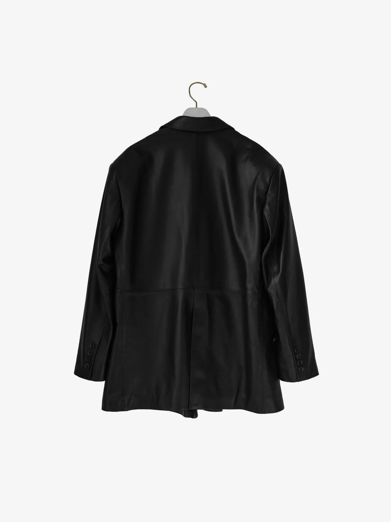 LUXE LEATHER UNBALANCED BOYFRIEND BLAZER