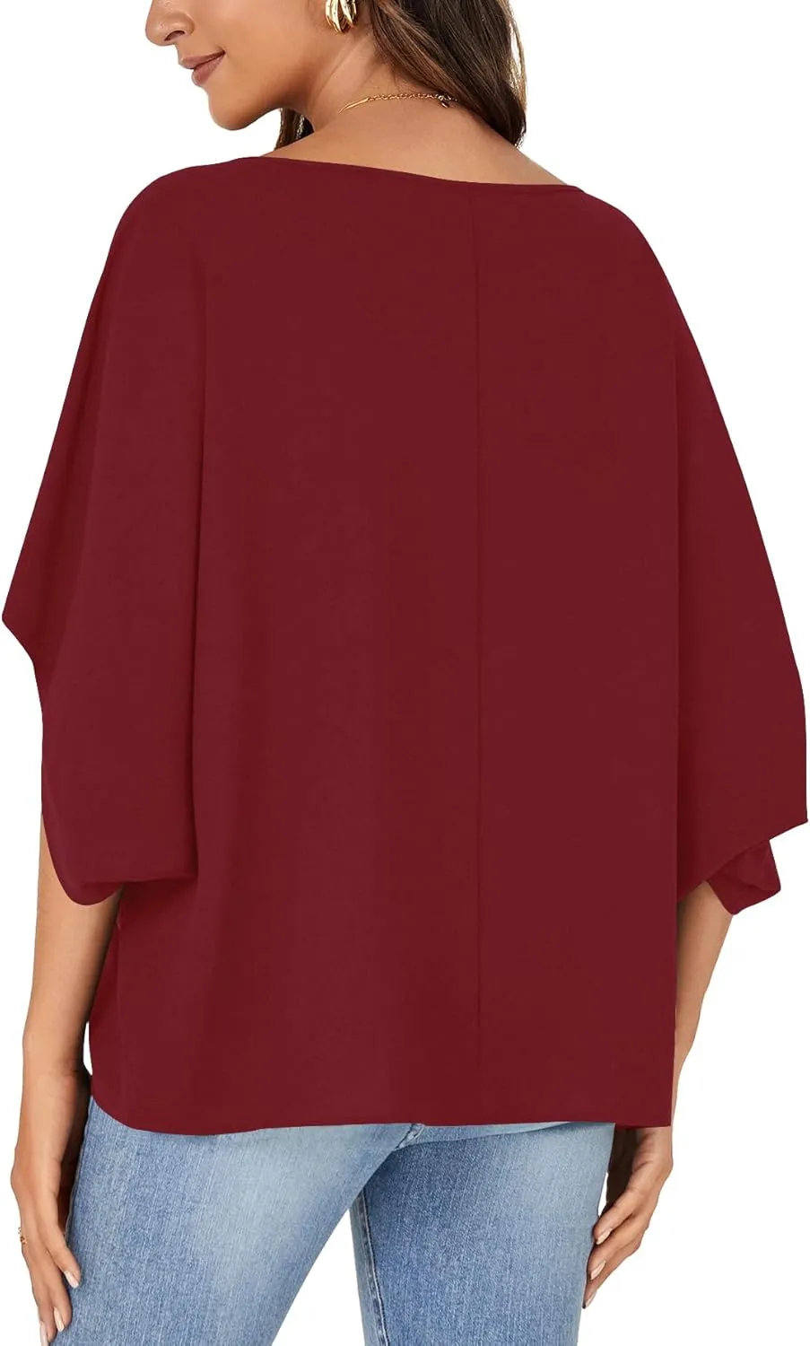 LYANER Women's Casual Loose Off Shoulder Batwing Half Sleeve Blouse Shirt Tunic Top