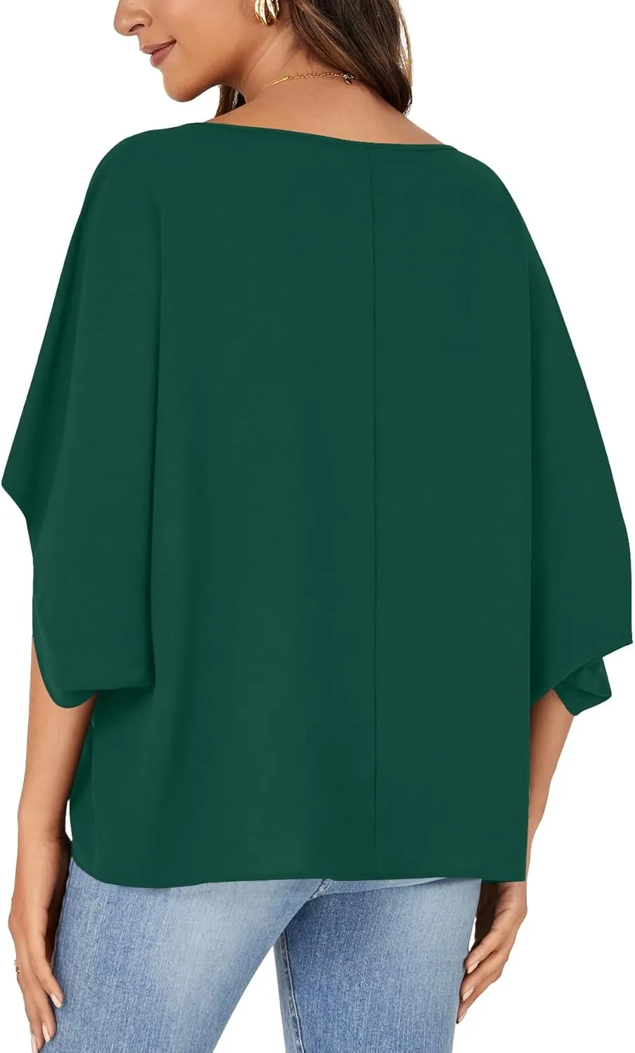 LYANER Women's Casual Loose Off Shoulder Batwing Half Sleeve Blouse Shirt Tunic Top