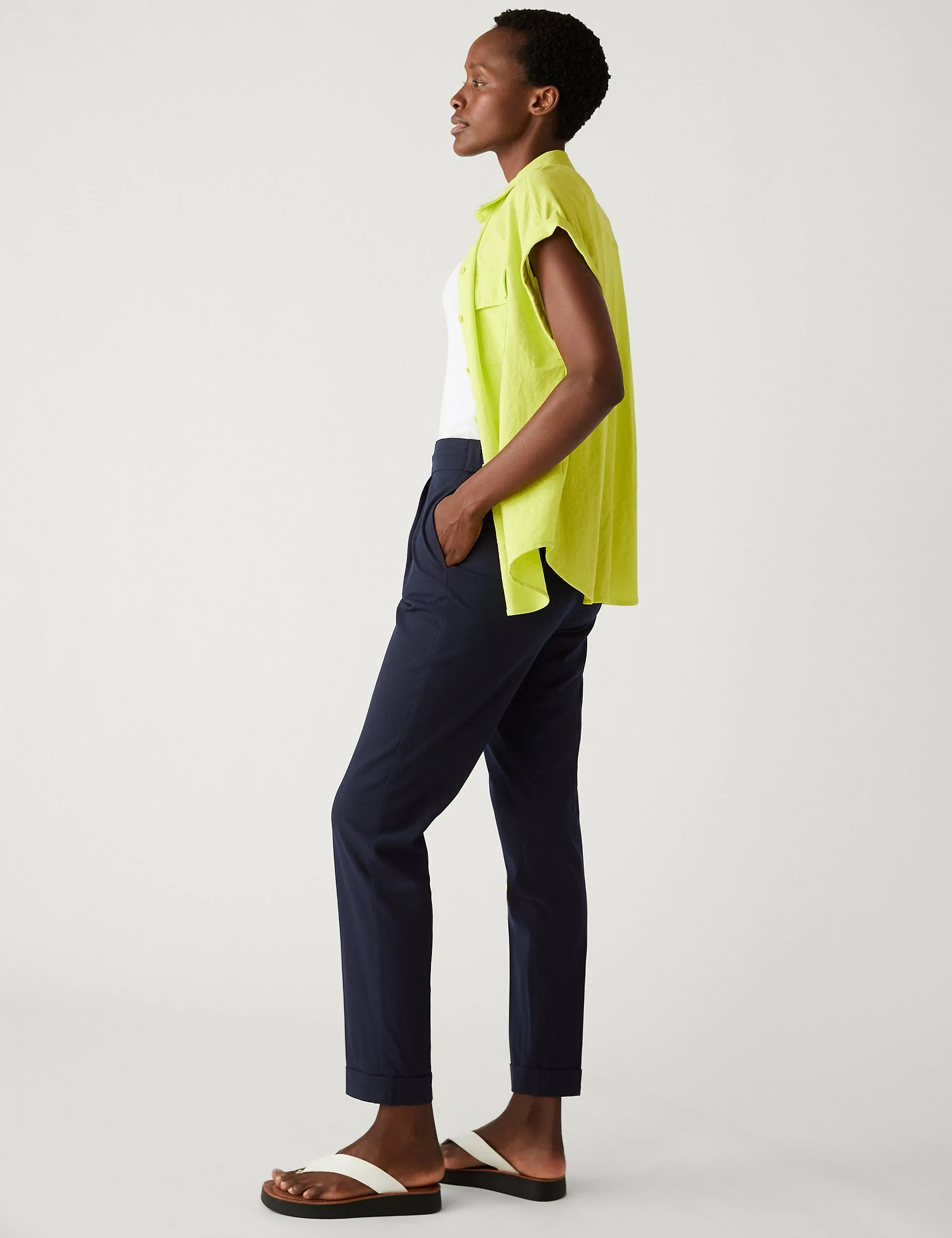 Marks & Spencer Grazer Drawstring Tapered Ankle Pants, Navy