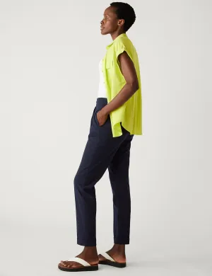 Marks & Spencer Grazer Drawstring Tapered Ankle Pants, Navy