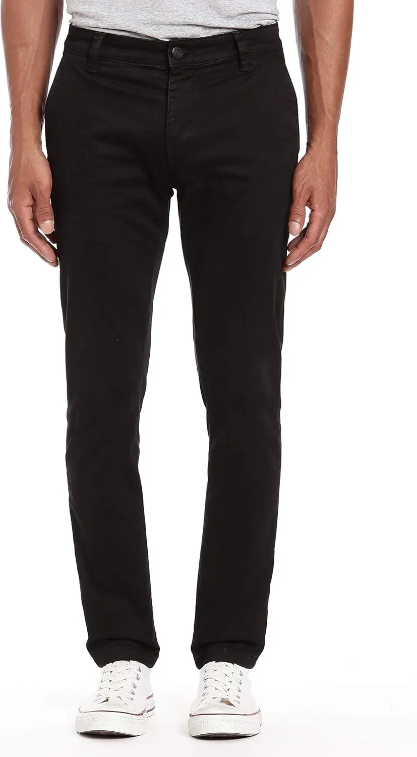 Mavi Men's Johnny Regular Rise Slim Leg Chino Pants, Black Sateen Twill 36 x 30