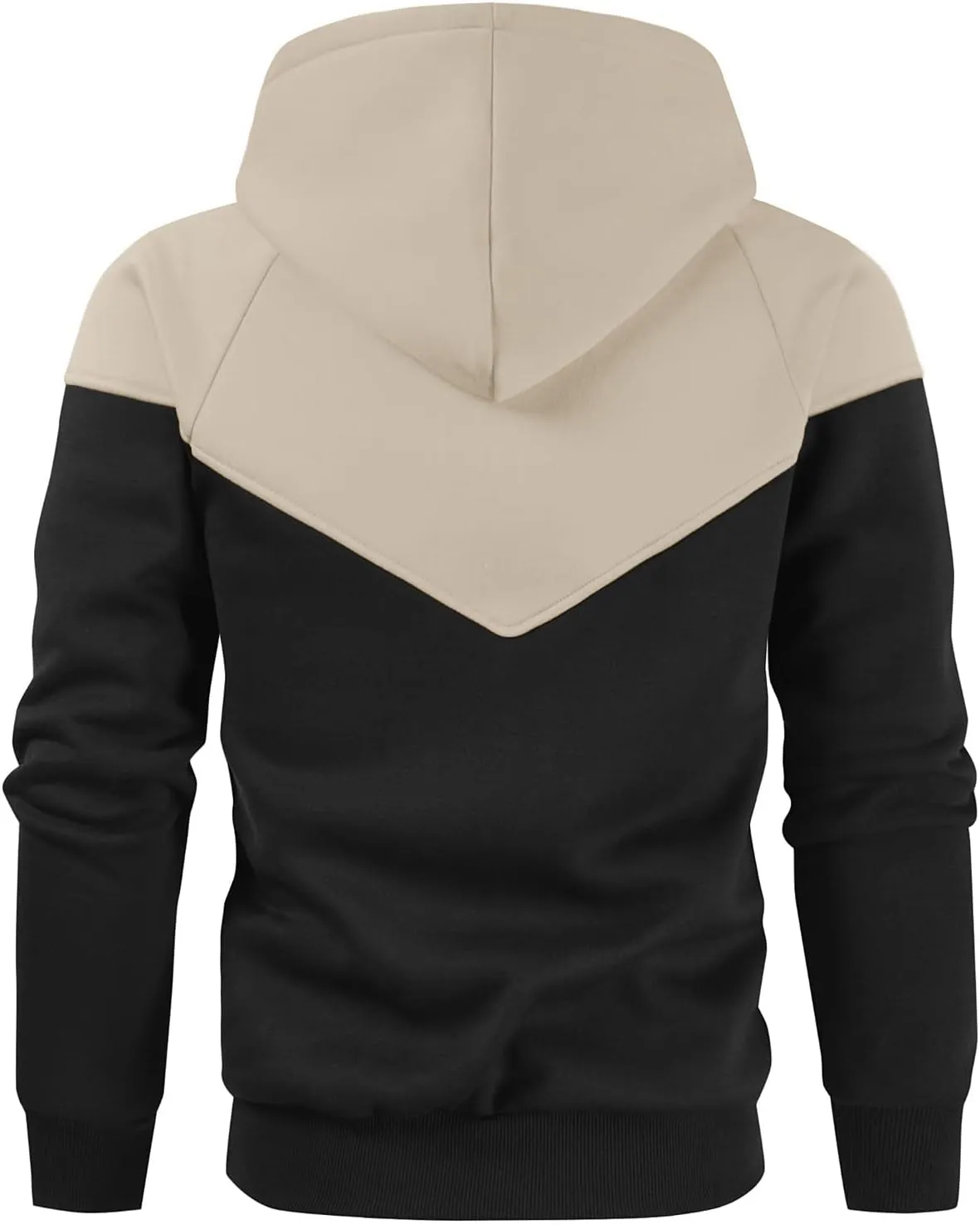 Men's Midweight Fleece Pullover Hoodies Casual Color Block Hooded Sweatshirt with Pockets