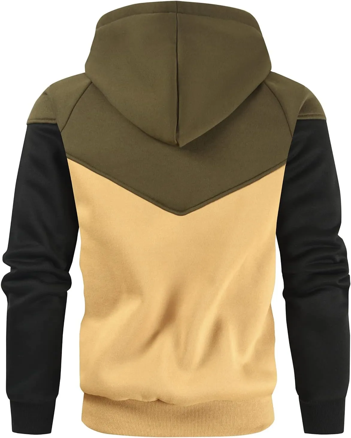 Men's Midweight Fleece Pullover Hoodies Casual Color Block Hooded Sweatshirt with Pockets