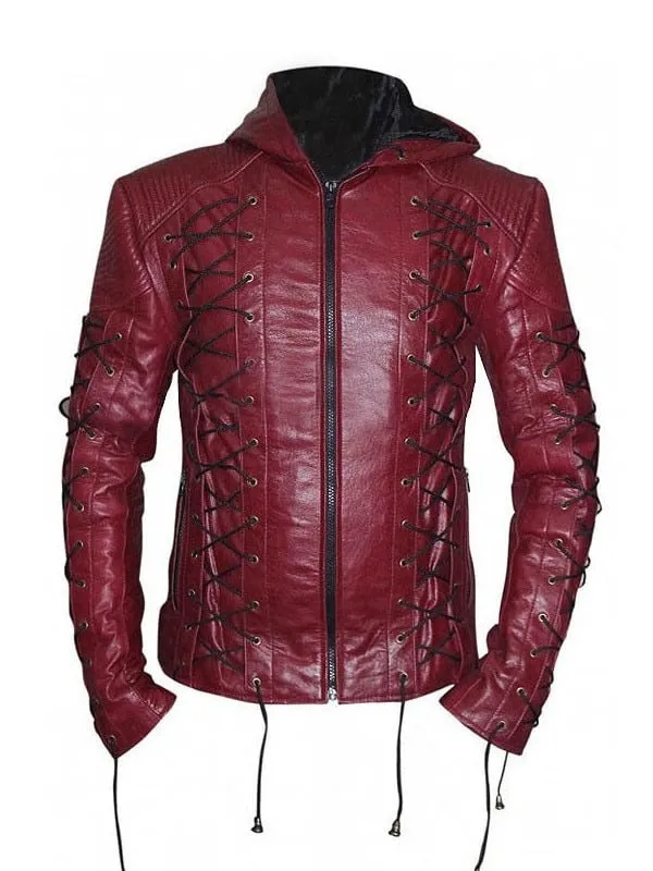 Men's Roy Harper Red Arrow Costume Leather Jacket