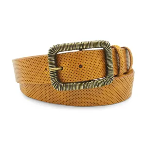Mustard Perforated Vintage Feel Wire Prong Belt