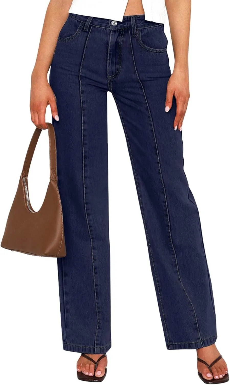 NIMIN Wide Leg Jeans for Women High Waisted Baggy Denim Pants Straight Leg Casual Jeans with Pockets