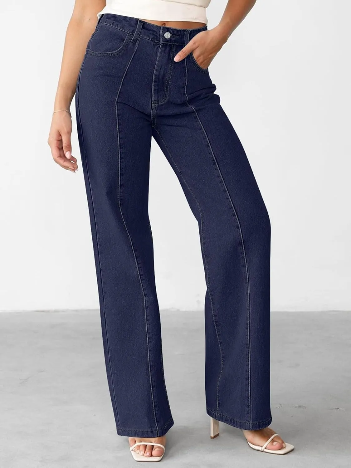 NIMIN Wide Leg Jeans for Women High Waisted Baggy Denim Pants Straight Leg Casual Jeans with Pockets