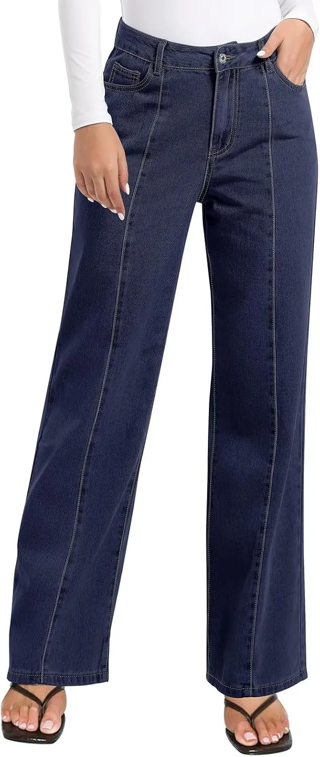 NIMIN Wide Leg Jeans for Women High Waisted Baggy Denim Pants Straight Leg Casual Jeans with Pockets