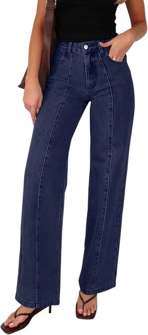 NIMIN Wide Leg Jeans for Women High Waisted Baggy Denim Pants Straight Leg Casual Jeans with Pockets