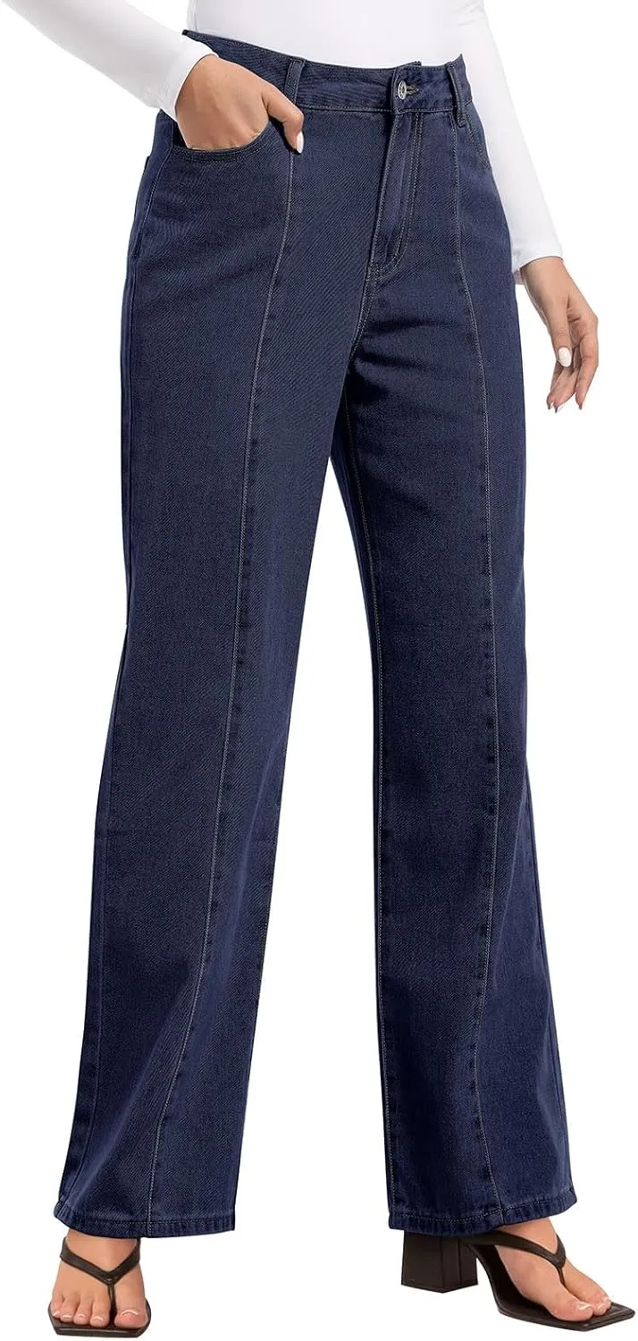 NIMIN Wide Leg Jeans for Women High Waisted Baggy Denim Pants Straight Leg Casual Jeans with Pockets