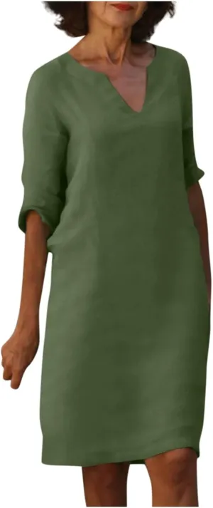 OIOLOYJM Plus Size Summer Dresses for Women 2025 Plus Size Dresses for Curvy Women 3/4 Sleeve Casual Boho Kaftan Dresses