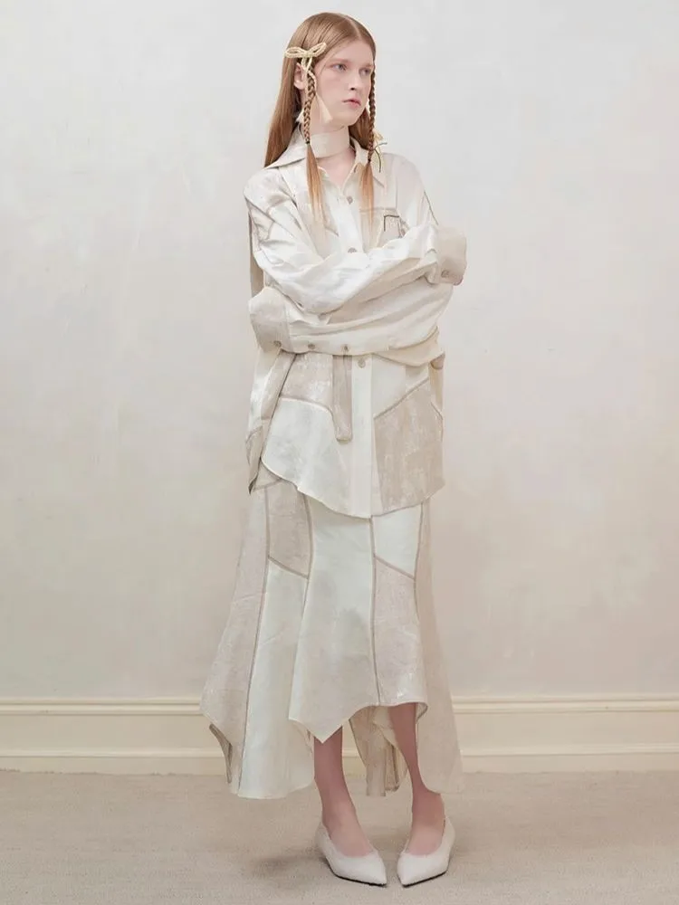 Patchwork stitching shirt   half skirt【s0000008177】