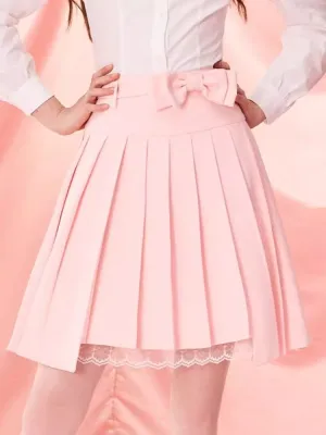 Pleated Half Skirt with Bowknot Belt【s0000006964】