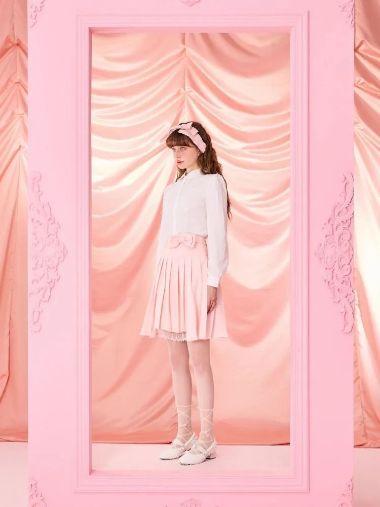 Pleated Half Skirt with Bowknot Belt【s0000006964】