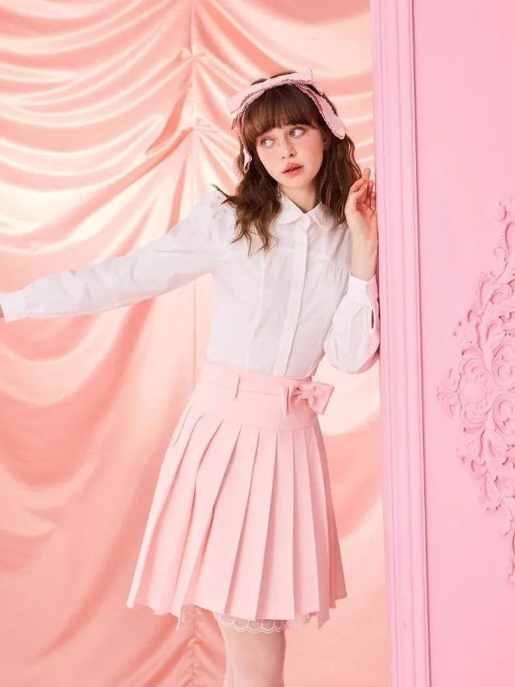 Pleated Half Skirt with Bowknot Belt【s0000006964】