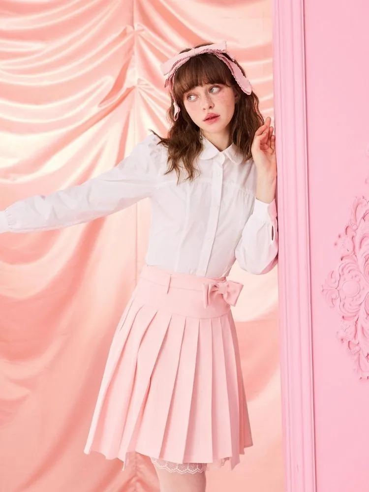 Pleated Half Skirt with Bowknot Belt【s0000006964】