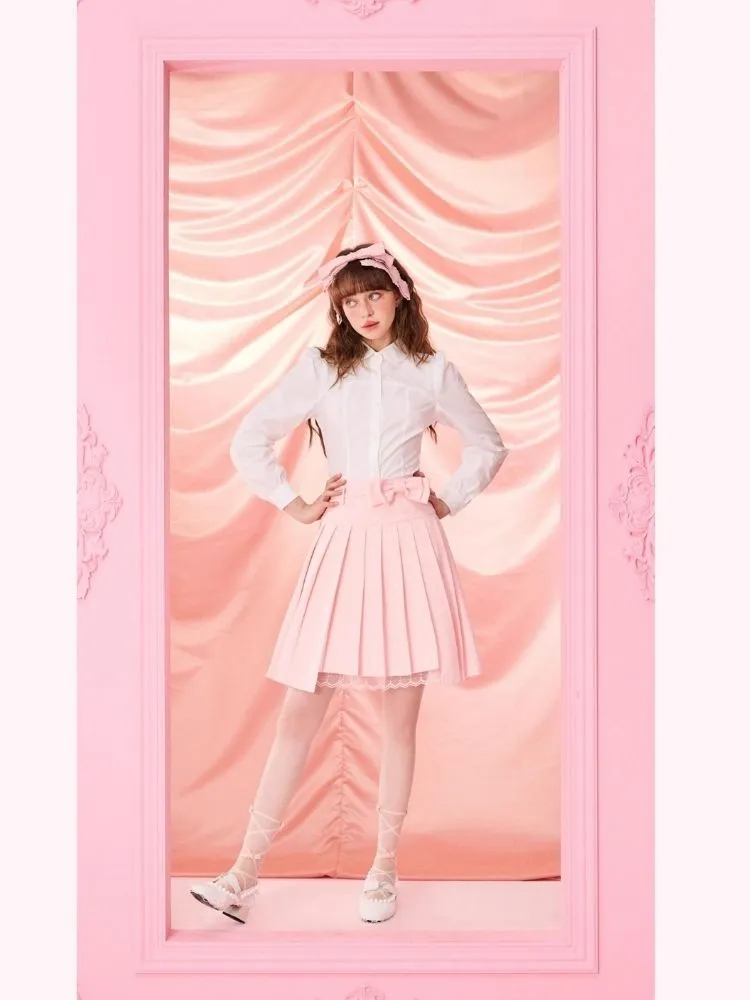 Pleated Half Skirt with Bowknot Belt【s0000006964】