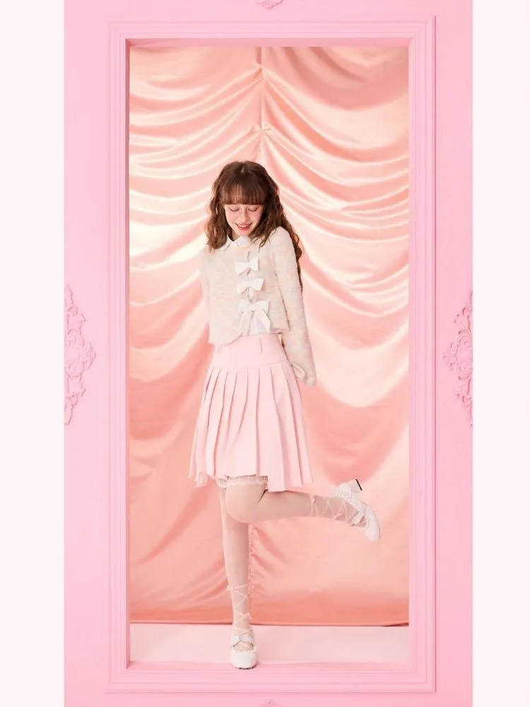 Pleated Half Skirt with Bowknot Belt【s0000006964】