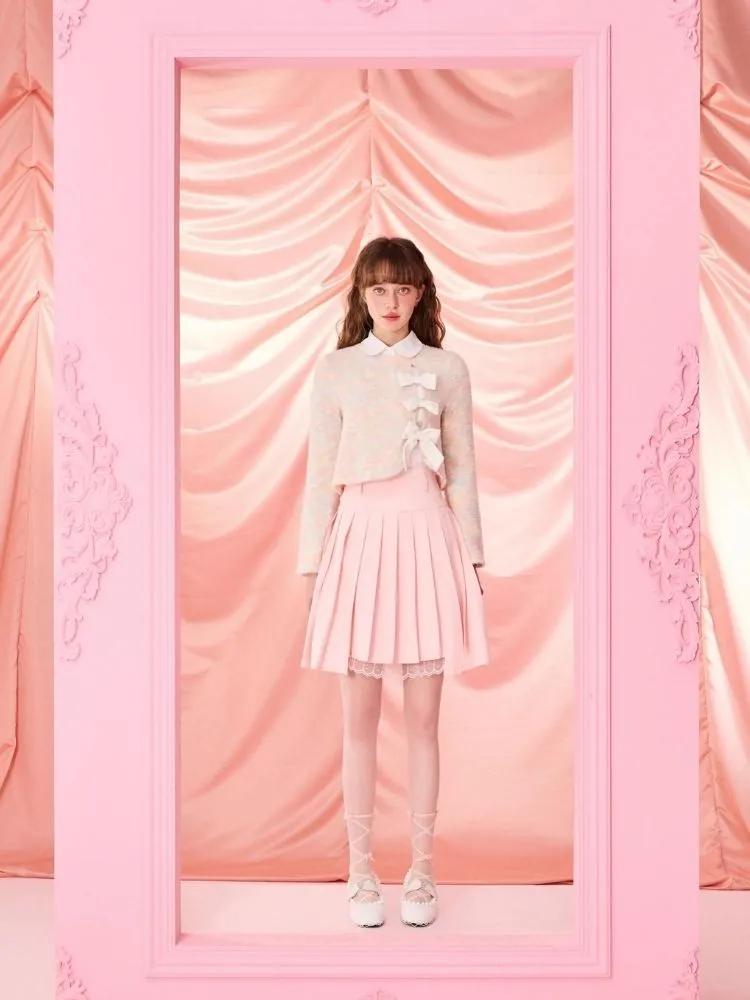 Pleated Half Skirt with Bowknot Belt【s0000006964】