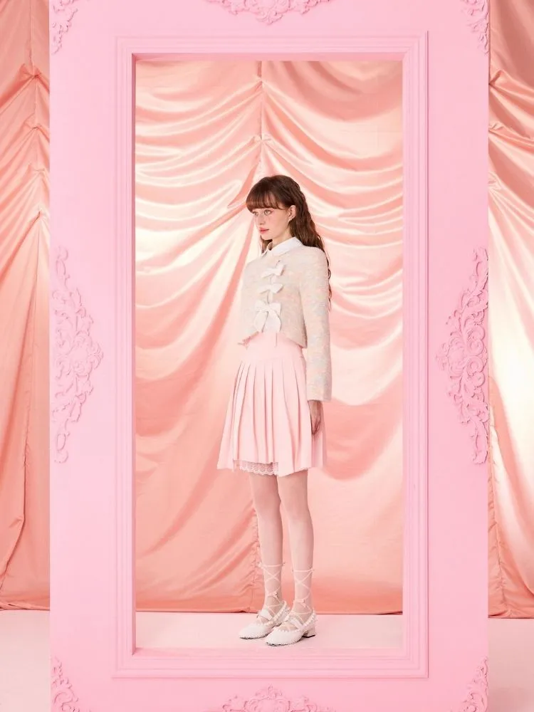 Pleated Half Skirt with Bowknot Belt【s0000006964】