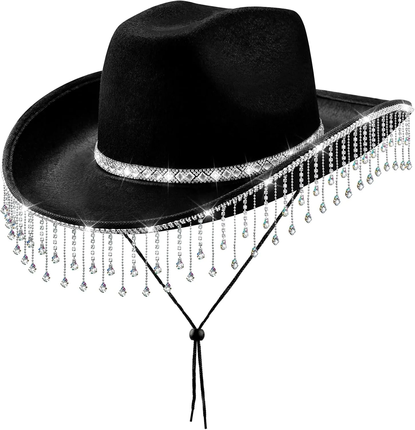 quescu Bridal Cowgirl Hat for Bachelorette Party,Rhinestone White Cowboy Hat for Women Bride To Be Gift,Halloween Costume