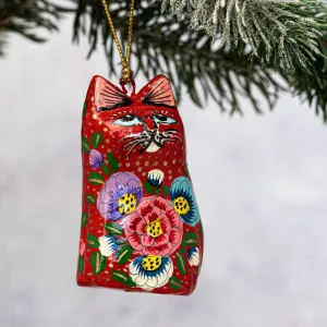 Red Indian Floral Hanging Cat Ornament