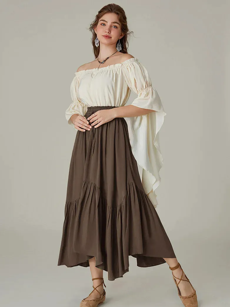 Renaissance Irregular Hem Flared Swing Pocket Skirt