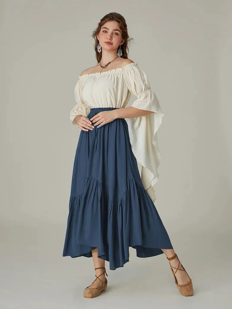Renaissance Irregular Hem Flared Swing Pocket Skirt