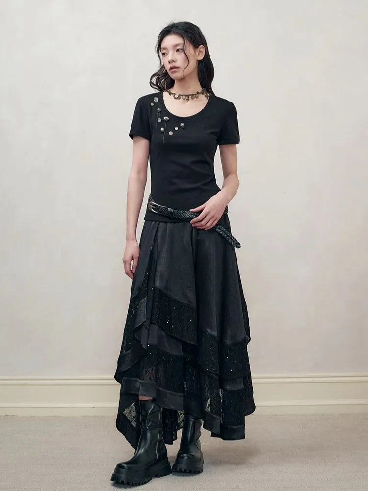 Retro Lace Splicing Half-body Skirt【s0000008190】