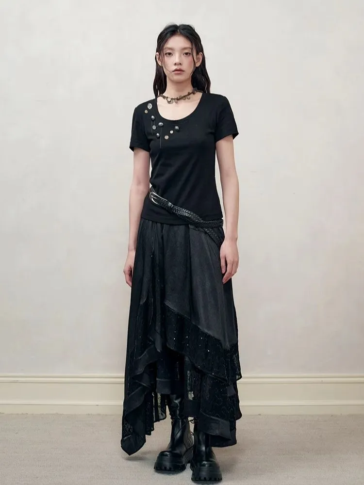 Retro Lace Splicing Half-body Skirt【s0000008190】