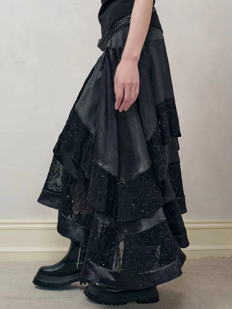 Retro Lace Splicing Half-body Skirt【s0000008190】