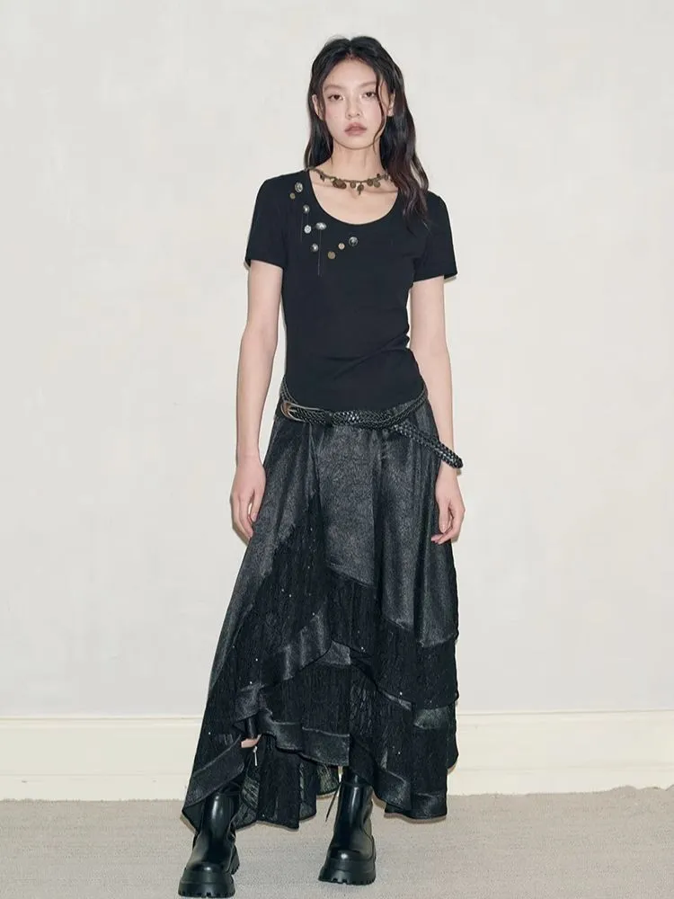 Retro Lace Splicing Half-body Skirt【s0000008190】