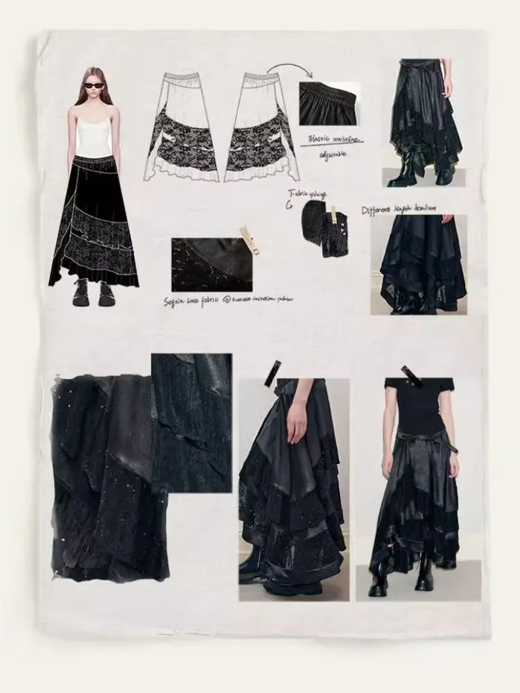 Retro Lace Splicing Half-body Skirt【s0000008190】