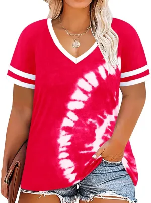 RITERA Plus Size Tops for Women Short Sleeve T Shirt Casual Summer V Neck Tunics Tees XL-6XL