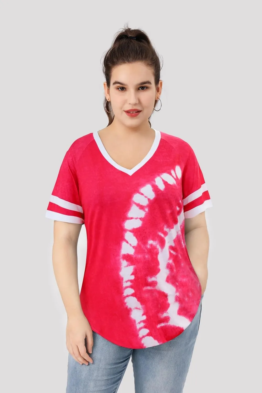 RITERA Plus Size Tops for Women Short Sleeve T Shirt Casual Summer V Neck Tunics Tees XL-6XL