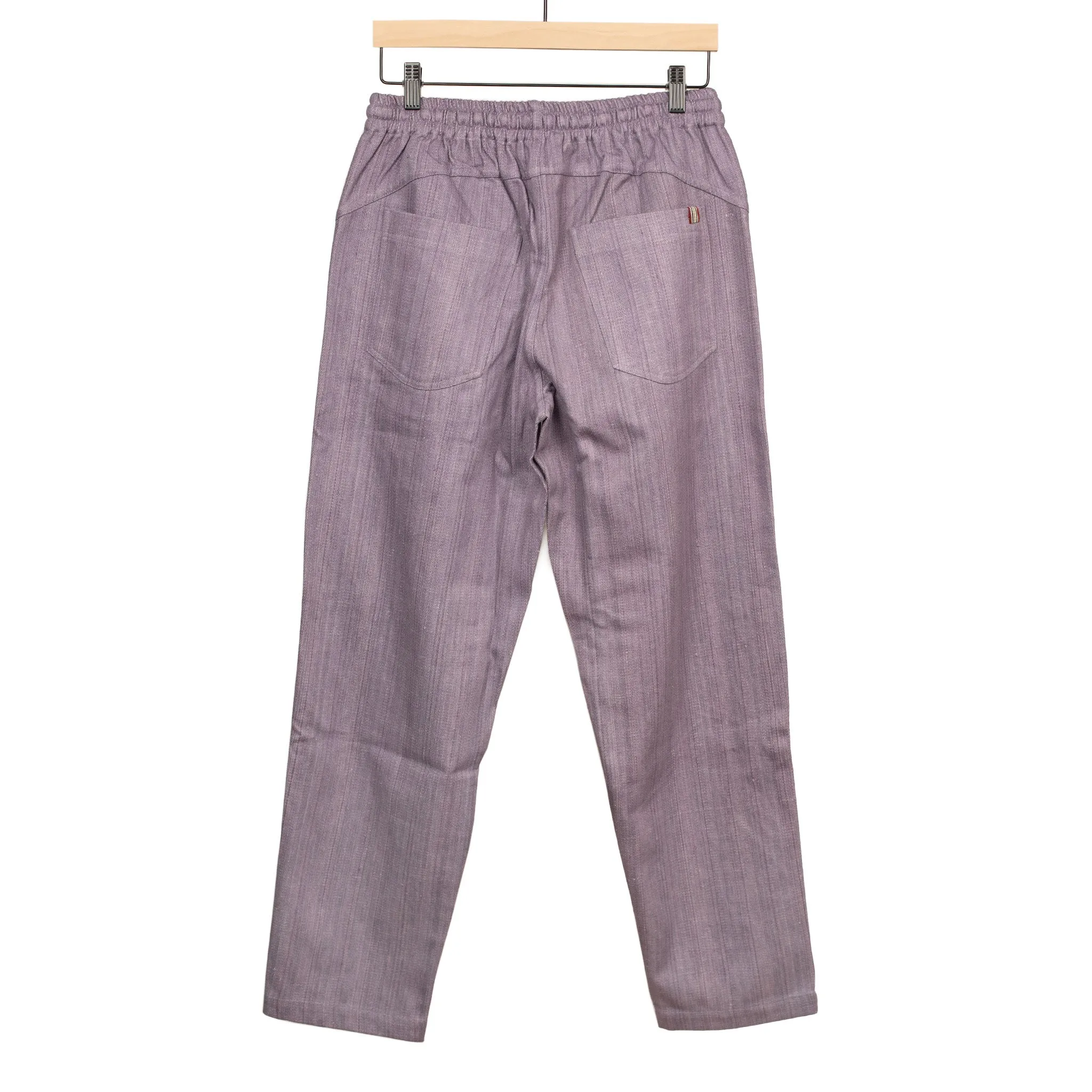 Roy drawstring easy pants in lavender handloomed khadi denim