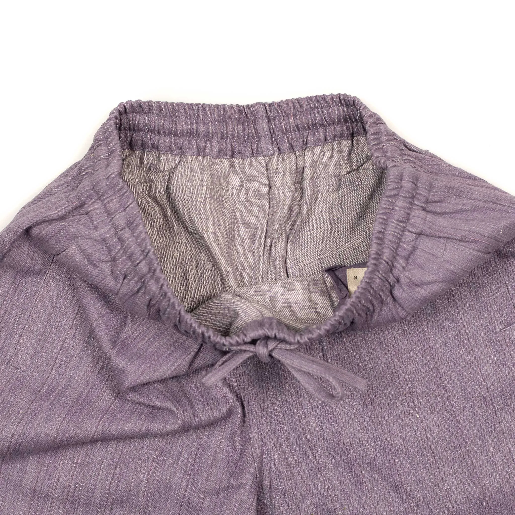 Roy drawstring easy pants in lavender handloomed khadi denim