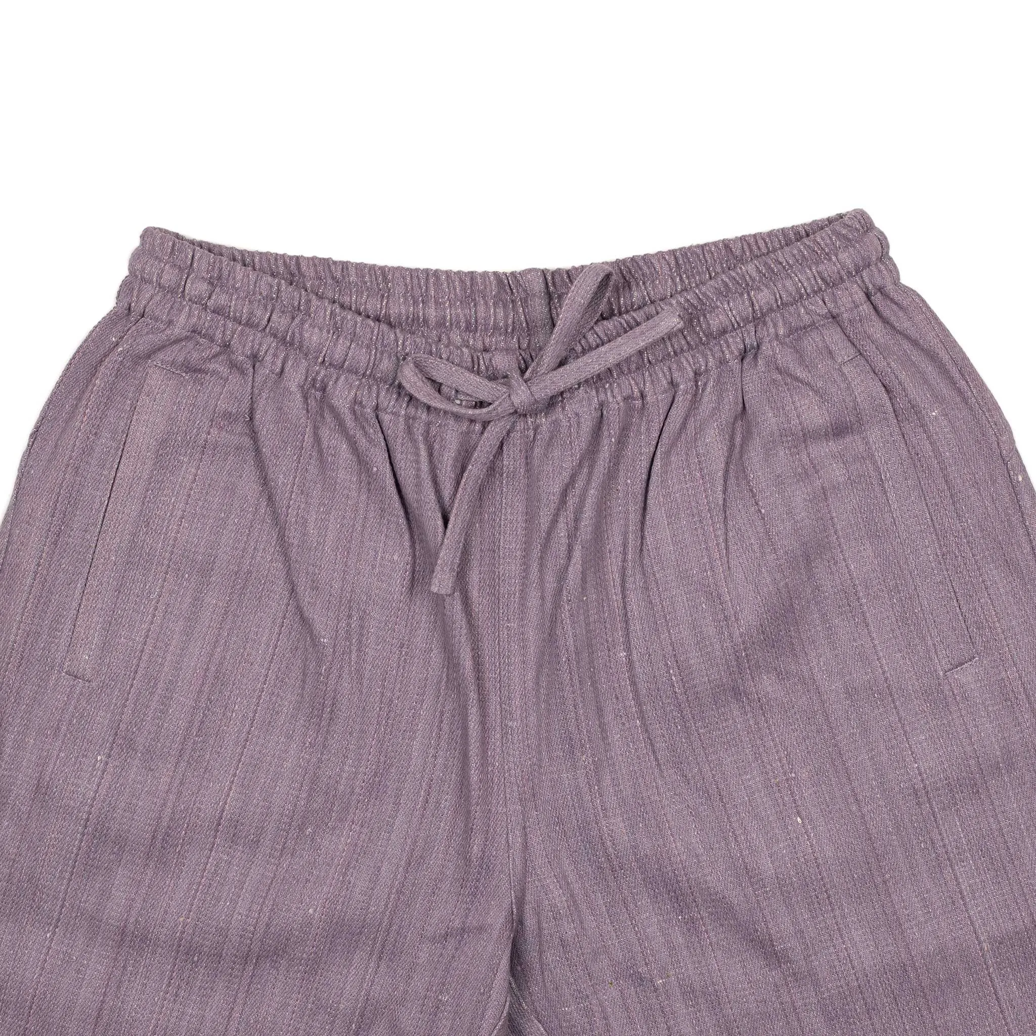 Roy drawstring easy pants in lavender handloomed khadi denim