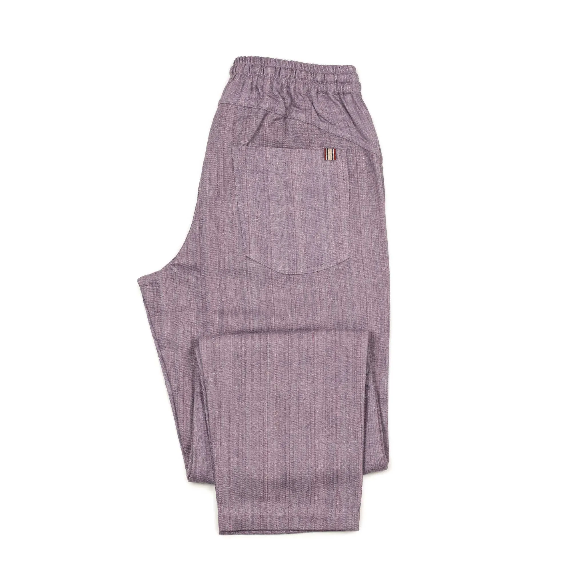 Roy drawstring easy pants in lavender handloomed khadi denim