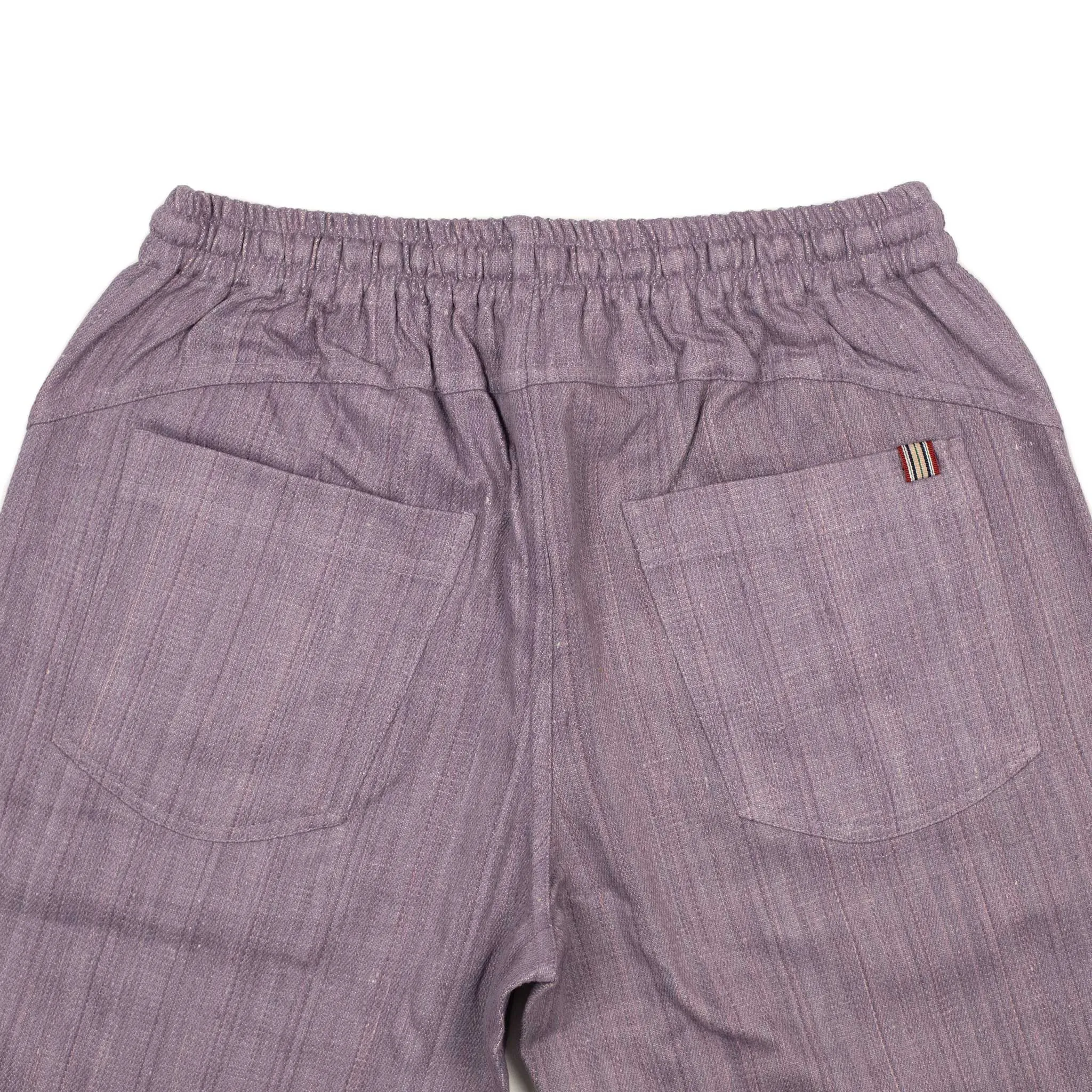 Roy drawstring easy pants in lavender handloomed khadi denim