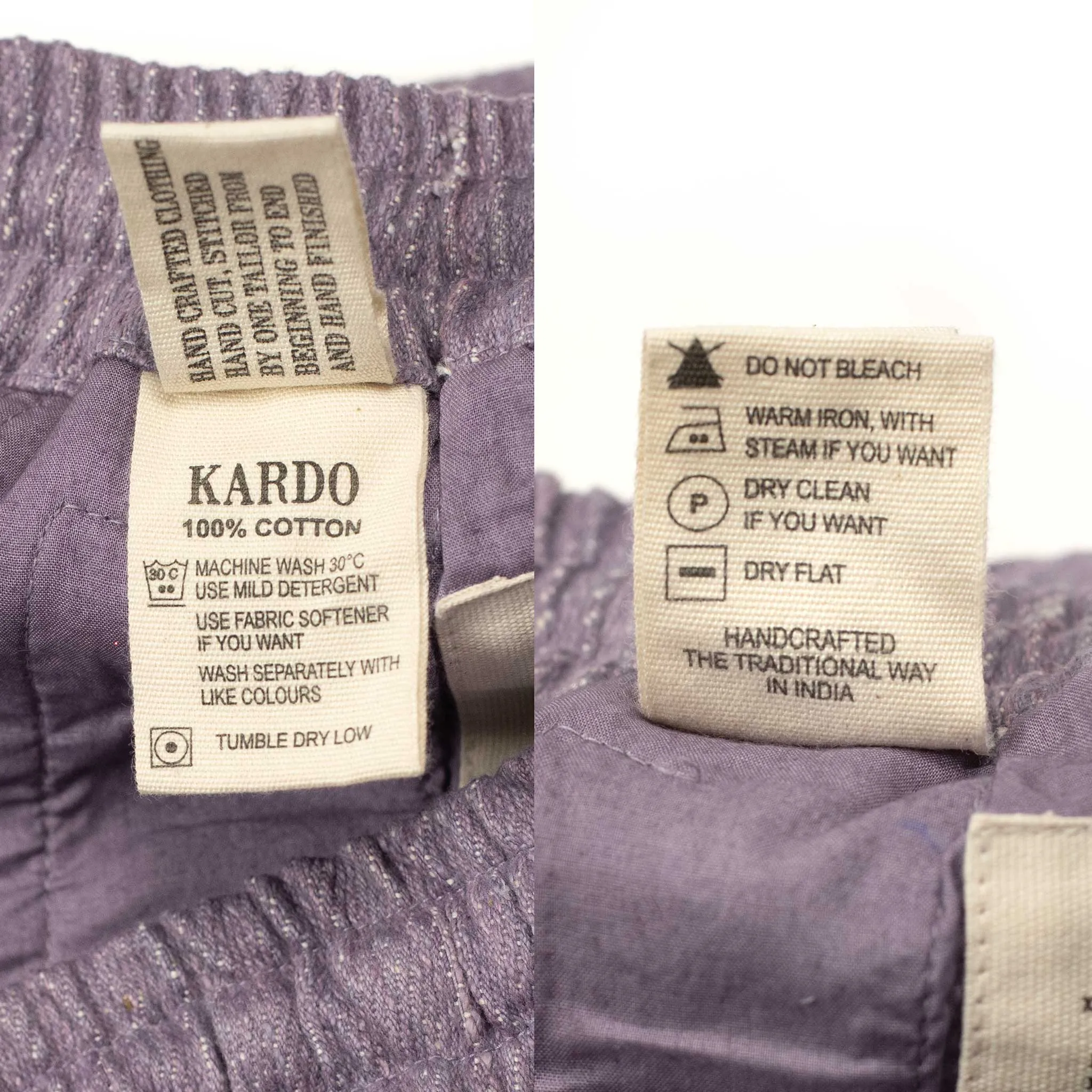 Roy drawstring easy pants in lavender handloomed khadi denim