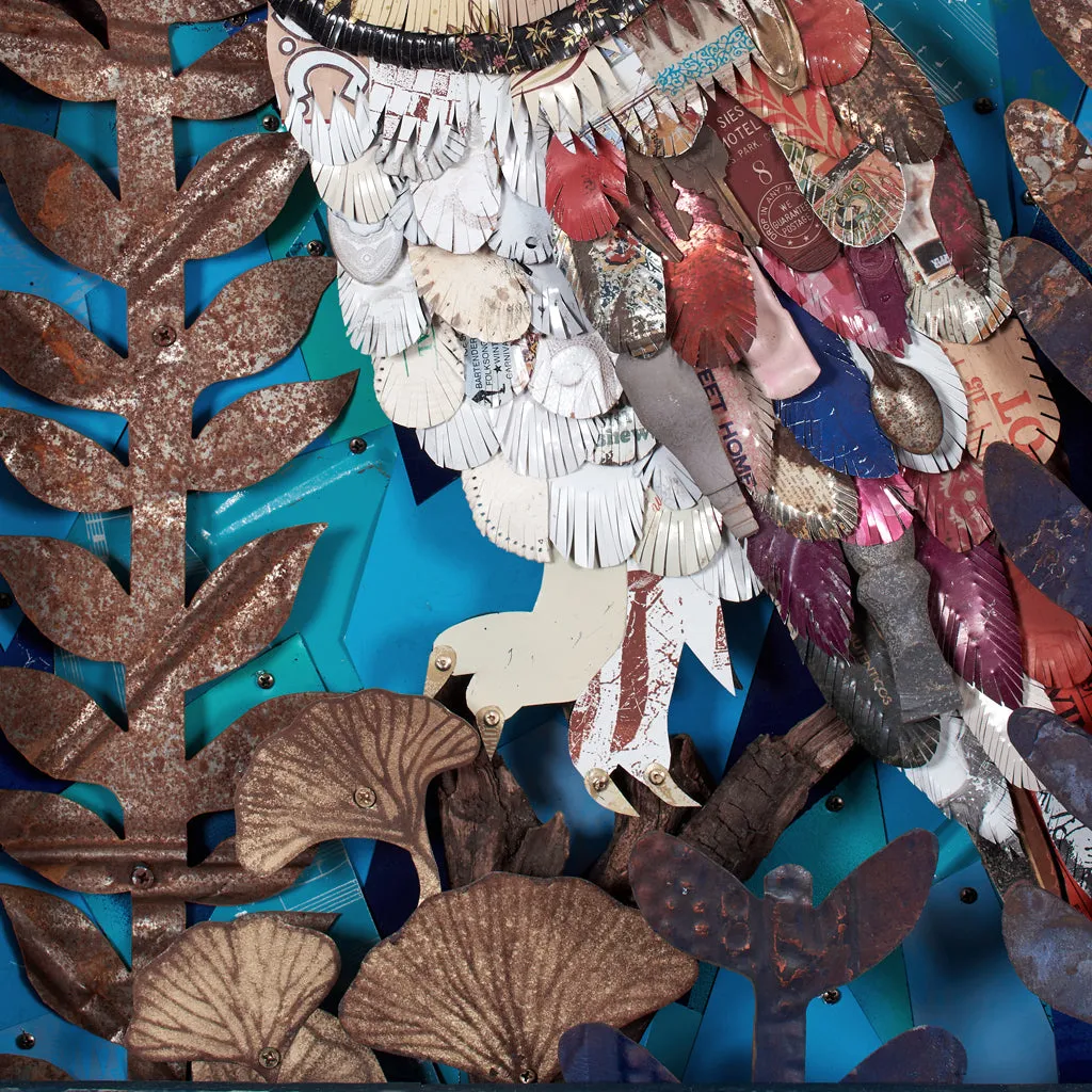 SILVER MOON original mixed media sculpture